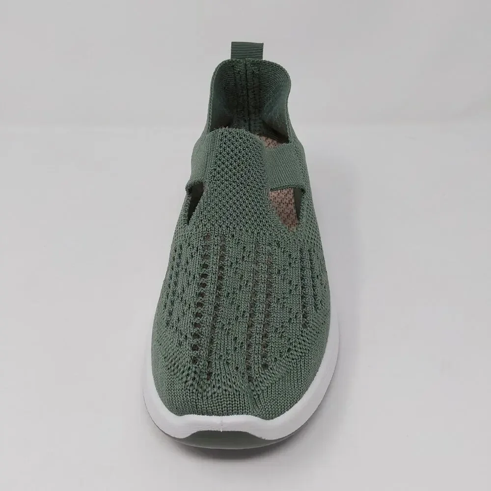 Women's Knit Slip On Walking Shoes Sage Green Comfort Sneakers EU 38 US 7.5
